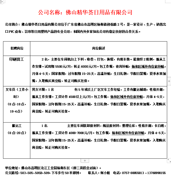 向山镇最新招聘信息概览